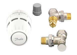 Set cu senzor Danfoss Regus&reg; , robinet RA-FN și returnator RLV-S. Robinete de radiator cu racord cu inel O. RA-FN, RLV-S, DN 15, Угловой 015G5301 foto